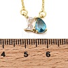 Brass Pave Cubic Zirconia Rectangle & Teardrop Pendant Cable Chain Necklaces KK-CBAB173-05G-05-5