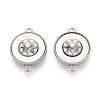 Brass Micro Pave Clear Cubic Zirconia and Shell Connector Charms KK-N287-30P-1
