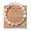 Natural Rose Quartz Round Beaded Stretch Bracelets PW-WG20452-01-1