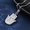 Hamsa Hand 304 Stainless Steel Pendant Necklaces NJEW-H059-01P-3