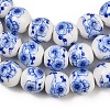 Handmade Flower Printed Porcelain Ceramic Beads Strands PORC-M007-10mm-15-2