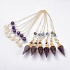 Resin Hexagonal Pointed Dowsing Pendulums(Brass Finding and Gemstone Inside) G-L521-A01-1