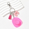 Plastic & Alloy & Faux Suede Tassel Pendant Keychains KEYC-YW00304-02-1