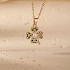 Brass Pave Clear Cubic Zirconia Pendant Necklaces NF0056-2