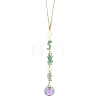 Round Glass & Natural Green Aventurine Chips Hanging Suncatchers HJEW-JM04209-01-1