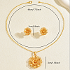 Vintage Brass Flower Stud Earrings & Pendant Necklaces Sets for Women ZA3749-5