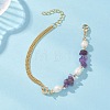 Natural Amethyst Chip Beads Link Bracelets BJEW-JB12884-01-1