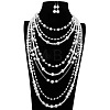 Plastic Imitation Pearl Beaded Multi-layer Necklaces & Dangle Earring Set for Women FS-WGA81C6-01-2