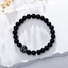 Natural Obsidian Stretch Bracelet with Tree of Life HV5318-6-1