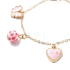 Word Love Heart Butterfly Alloy Enamel Charms Bracelet with Resin Beads BJEW-JB08677-4