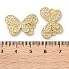 Rack Plating Brass Cubic Zirconia Butterfly Connector Charms KK-C084-31A-G01-3