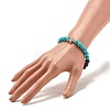 Round Synthetic Turquoise & Natural Lava Rock Stretch Bracelet BJEW-JB07470-05-3