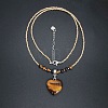 Natural Gemstone Heart Pendant Colorful Glass Seed Beads Beaded Necklaces for Women VA8487-4-3