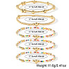 5Pcs 5 Styles Brass & Glass Beads Stretch Bracelets LM8545-1-4