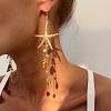 Alloy Starfish Tassel Dangle Earrings FS-WGBA216-03-2