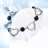 201 Stainless Steel Heart Link Chain Bracelets BJEW-B078-177P-01-5