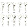 10Pcs Heart Alloy Lobster Claw Clasps Keychain Clasps HJEW-YW00393-1