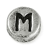 925 Sterling Silver Flat Round with Letter Beads STER-G044-01AS-M-1