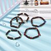 Natural Gemstone & Coconut Beaded Stretch Bracelet for Women BJEW-JB08407-2