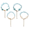 Beachy Natural white Jade Chip Beads & Synthetic Turquoise Charm Bracelets BJEW-JB14140-2