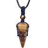 Natural Tiger Eye Cone Pendant Necklaces PW-WG75823-05-1