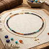 Stainless Steel Religion Cross Pendant Colorful Natural Mixed Gemstone Rondelle Beaded Double Layer Necklaces for Women TF5926-3