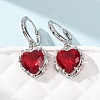 Valentine's Day Heart Brass & Glass Hoop Earrings EJEW-Z164-23P-4