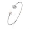 Clear Cubic Zirconia Open Cuff Bangle BJEW-G737-01P-01-4