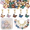 20Pcs 5 Colors Butterfly Alloy Enamel & Glass Pearl Pendant Decorations HJEW-YW00563-1