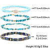 4Pcs 4 Styles Gemstone & Glass & Seed Beads & Brass Beads Stretch Bracelets LN0017-1-4