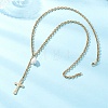 304 Stainless Steel Cable Chain Tassel Cross Pendant Necklaces NJEW-JN05653-2