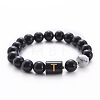 10MM Natural Black Onyx(Dyed & Heated) and Howlite Beaded Stretch Bracelets RH2290-20-1