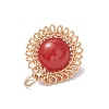 Copper Wire Wrapped Natural Amethyst & Green Aventurine & Rose Quartz & Lapis Lazuli & Carnelian Round Pendants PALLOY-JF04687-01-5