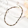 Column Natural Tiger Eye & Faceted Round Synthetic Blue Goldstone Beaded Necklaces NJEW-JN05663-5
