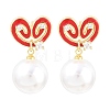 Valentine's Day Brass Clear Cubic Zirconia Dangle Stud Earrings EJEW-Z164-07G-5