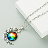Alloy and Glass Crescent Moon Planet Pendant Necklaces FS-WG0F6DF-03-1