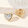 304 Stainless Steel Two Tone Heart Stud Earrings EJEW-M073-09PG-01-4