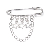 Alloy Star & Chain Tassel Charms Safety Pin Brooch JEWB-BR00103-1