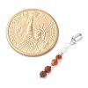 Faceted Round Natural Mixed Gemstone Beaded Pendants X-PALLOY-JF03529-5