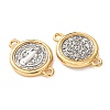 Religion Two Tone Brass Saint Benedict Medal Links Connector Charms KK-B197-02G-2