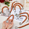 8Pcs Natural Wood Beehive Shaped Beads with Alloy Pendant Display Decorations HJEW-FH00273-3