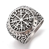 Viking 304 Stainless Steel Vegvisir Wide Finger Rings for Mens RJEW-U005-18A-03-1