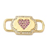 Rack Plating Brass Micro Pave Clear & Orchid Cubic Zirconia Heart Mask Connector Charms KK-L224-065G-1