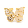 Rack Plating Butterfly Brass Micro Pave Clear Cubic Zirconia Cuff Rings for Women RJEW-C103-07G-2