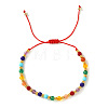 Natural Mixed Gemstone & Glass & Brass Round Beads Braided Bead Bracelets PH4377-1-1
