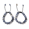 10mm Round Natural Blue Spot Jasper Braided Bead Bracelets BJEW-C067-01C-15-1