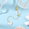 Summer Beach Natural Pearl Brass Box Chain Lariat Necklaces NJEW-JN06595-1