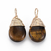 Natural Tiger Eye Pendants G-S359-294C-2