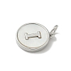 Brass Pave Natural Shell Flat Round with Letter Charms KK-Z115-13P-I-2