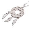 Non-Tarnish Woven Net/Web with Feather 304 Stainless Steel Pendant Necklaces for Women NJEW-G087-06P-2